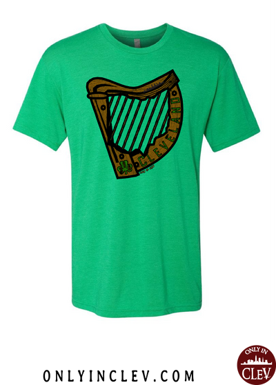 Irish Harp on Green T-Shirt - Only in Clev