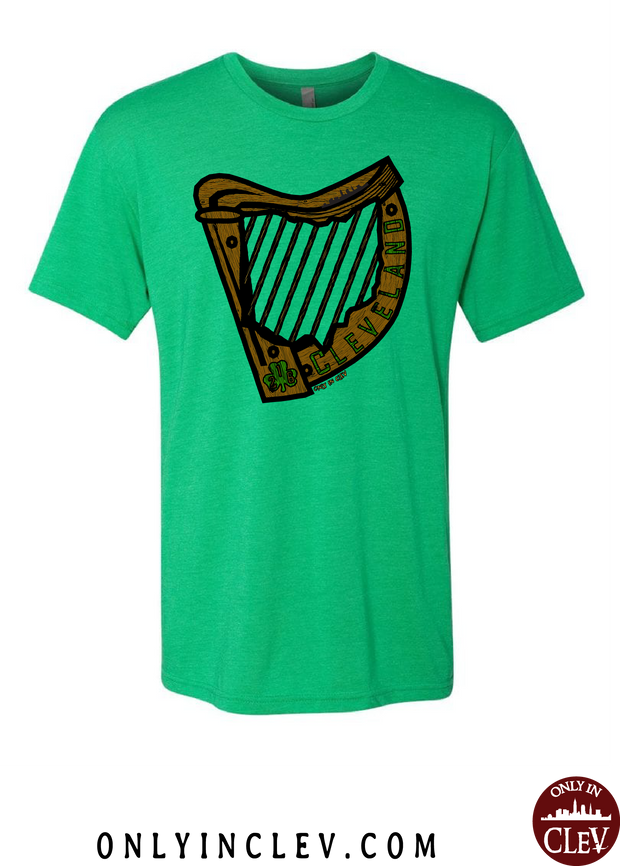 Irish Harp on Green T-Shirt - Only in Clev