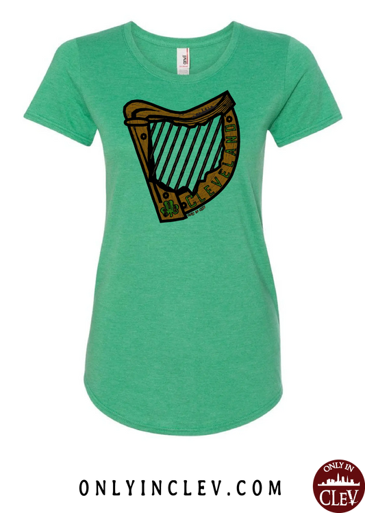 "Cleveland Irish Harp" Design on Green - Only in Clev