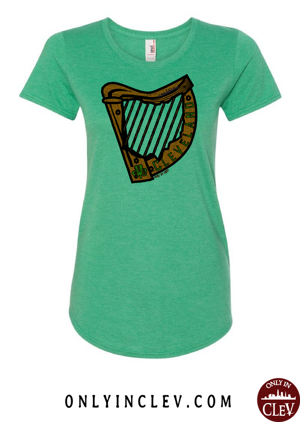 Irish Harp on Green Womens T-Shirt - Only in Clev