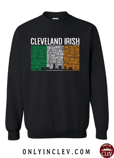 Cleveland Irish Flag with the Skyline Crewneck Sweatshirt - Only in Clev