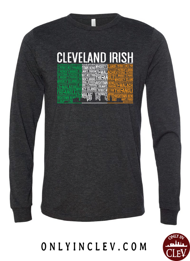 Cleveland Irish Flag with the Skyline Long Sleeve T-Shirt - Only in Clev