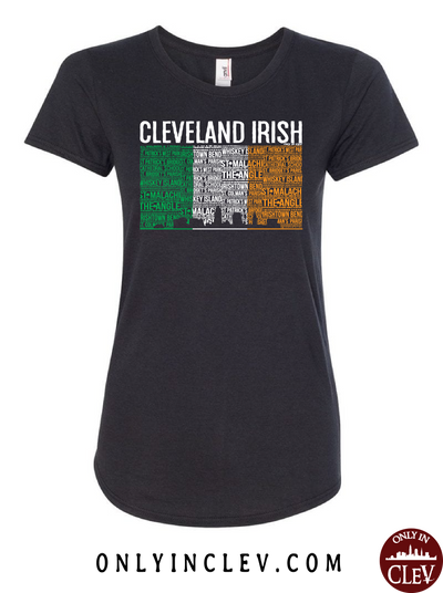Cleveland Irish Flag with the Skyline Womens T-Shirt - Only in Clev
