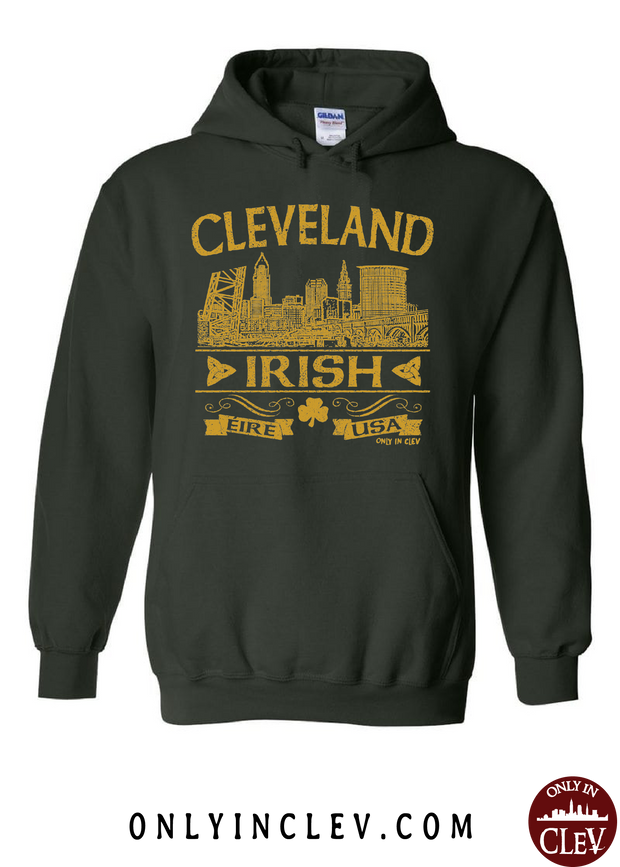 Cleveland Irish on Emerald Green Hoodie - Only in Clev