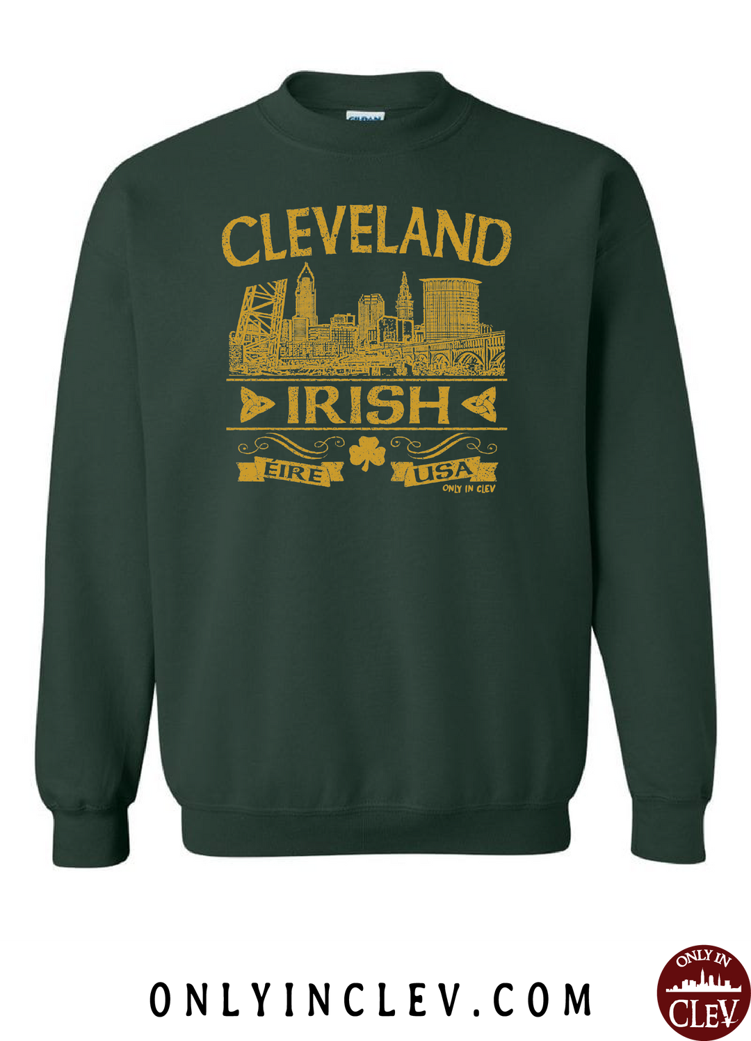 Cleveland Irish on Emerald Green Crewneck Sweatshirt