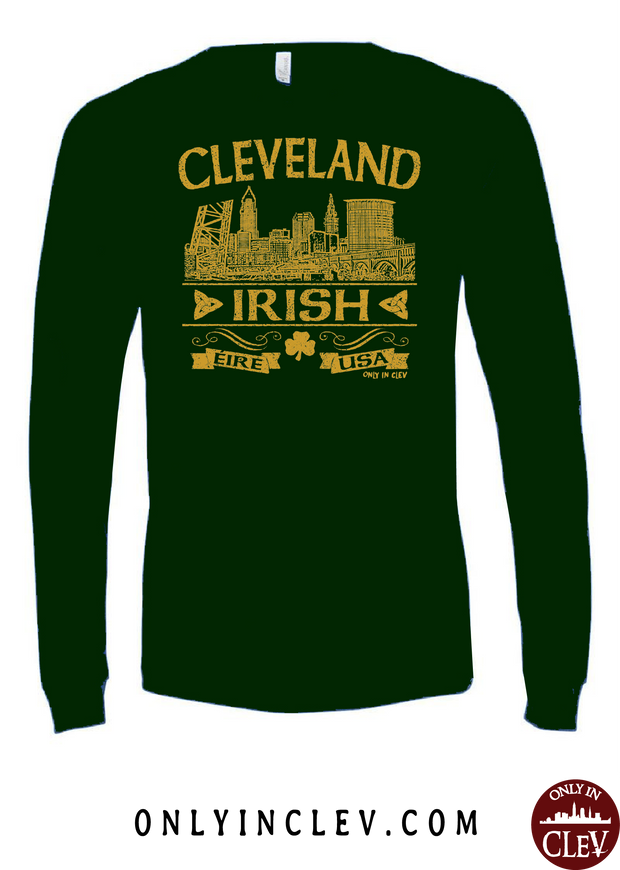 Cleveland Irish on Emerald Green Long Sleeve T-Shirt - Only in Clev