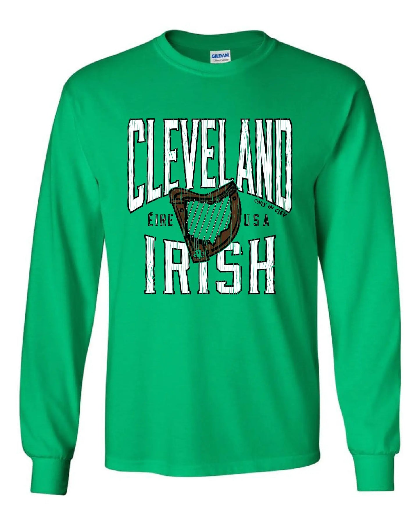"Cleveland Irish Harp" on Kelly Green - Only in Clev 3XL-Unisex-Long-Sleeve-T-Shirt