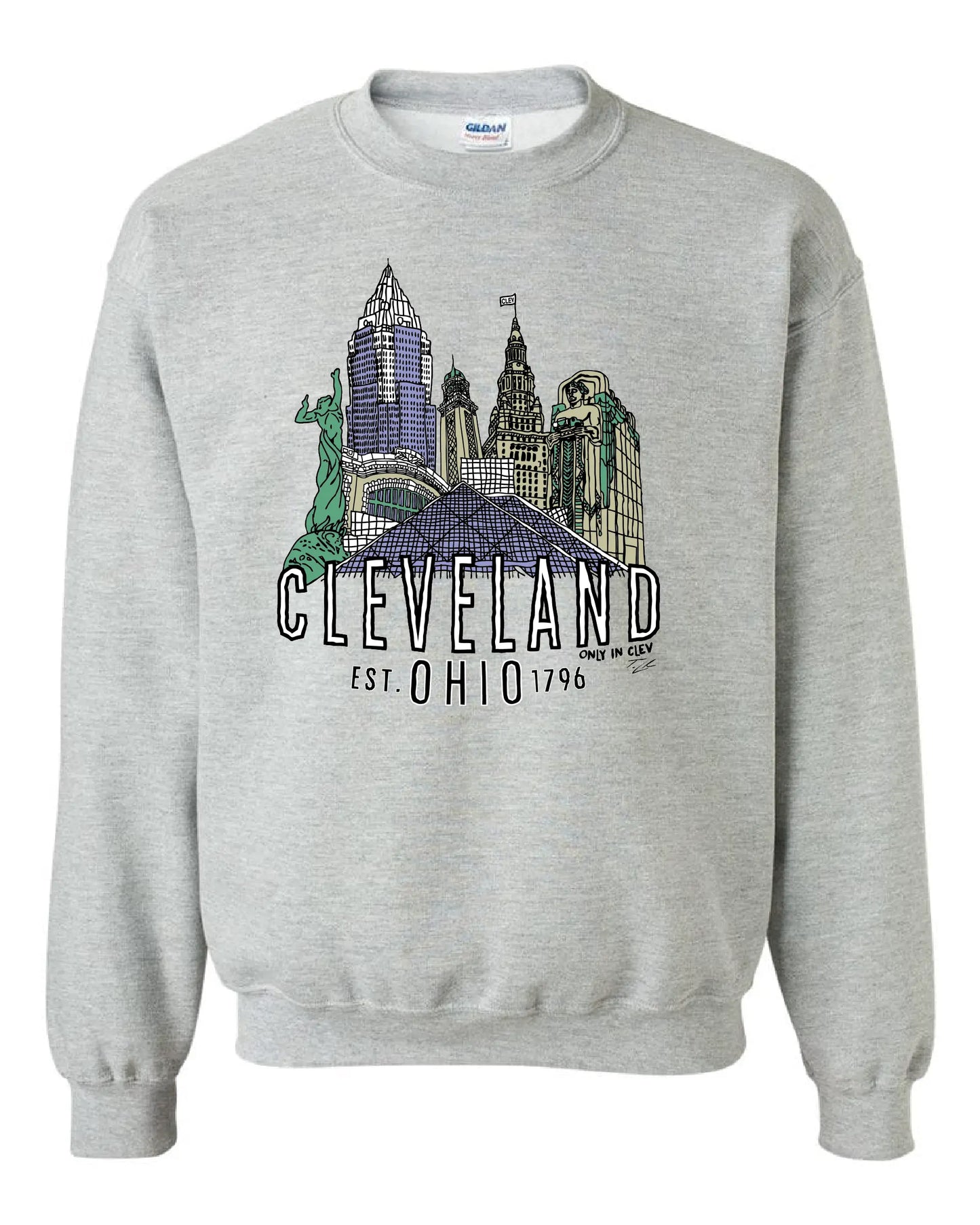 "Cleveland Landmark Design" on Gray - Only in Clev