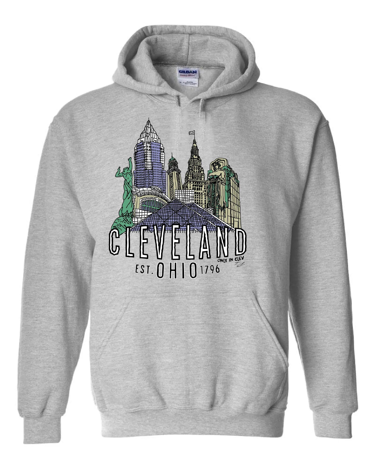 "Cleveland Landmark Design" on Gray - Only in Clev