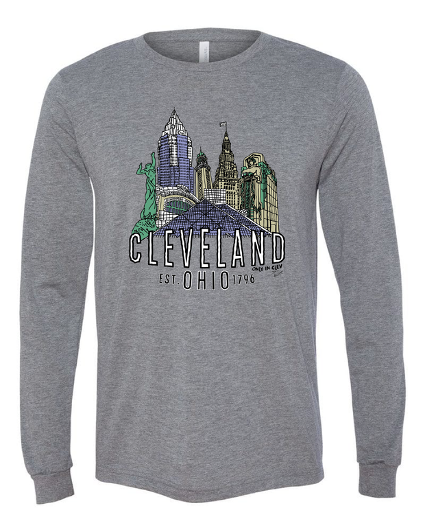 "Cleveland Landmark Design" on Gray - Only in Clev