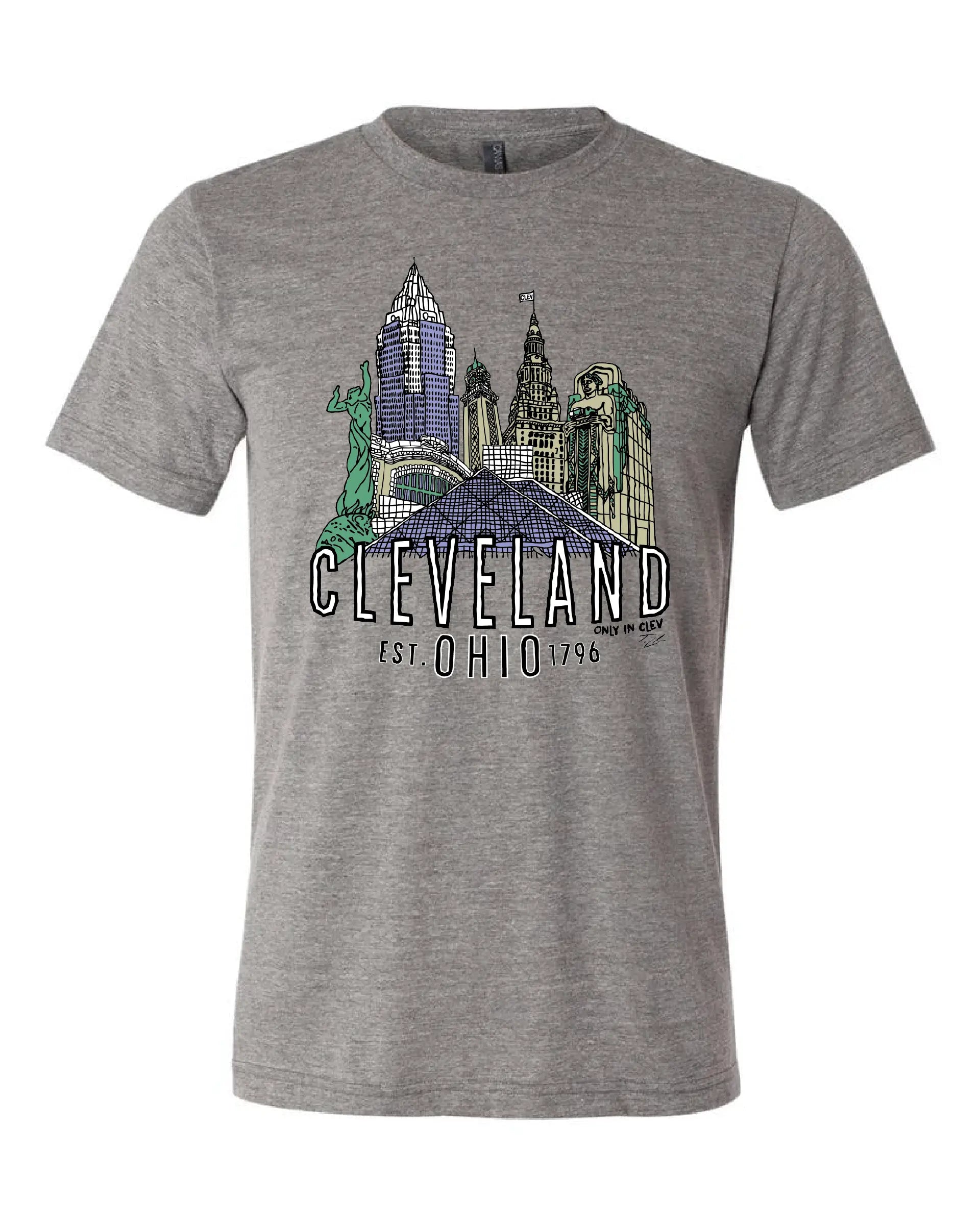 "Cleveland Landmark Design" on Gray - Only in Clev