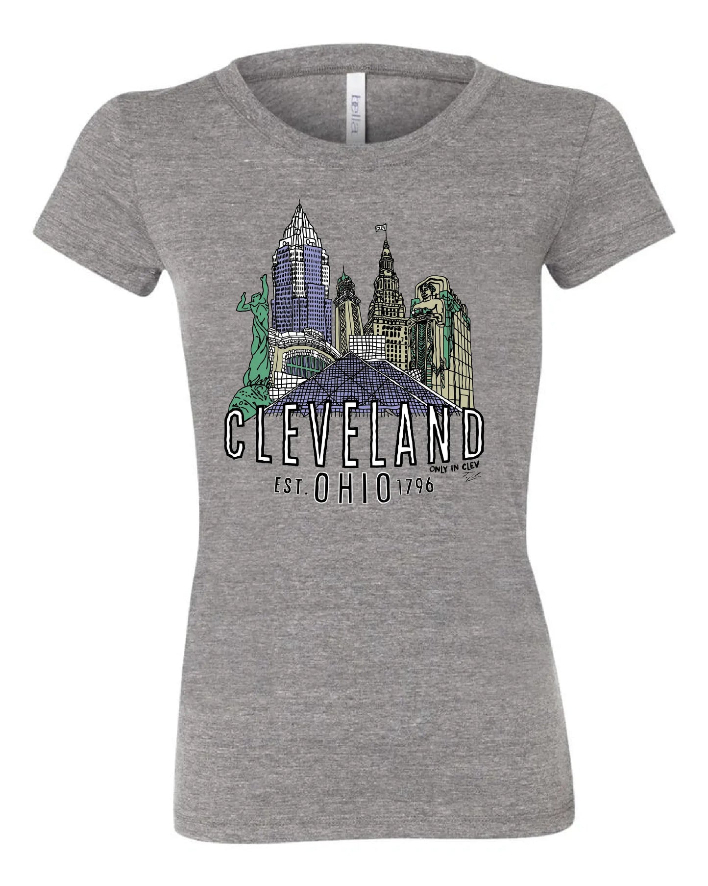 "Cleveland Landmark Design" on Gray - Only in Clev