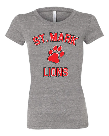 "St. Mark Lions Paw" Design on Gray - Only in Clev 2XL-Women-s-Short-Sleeve-T-Shirt