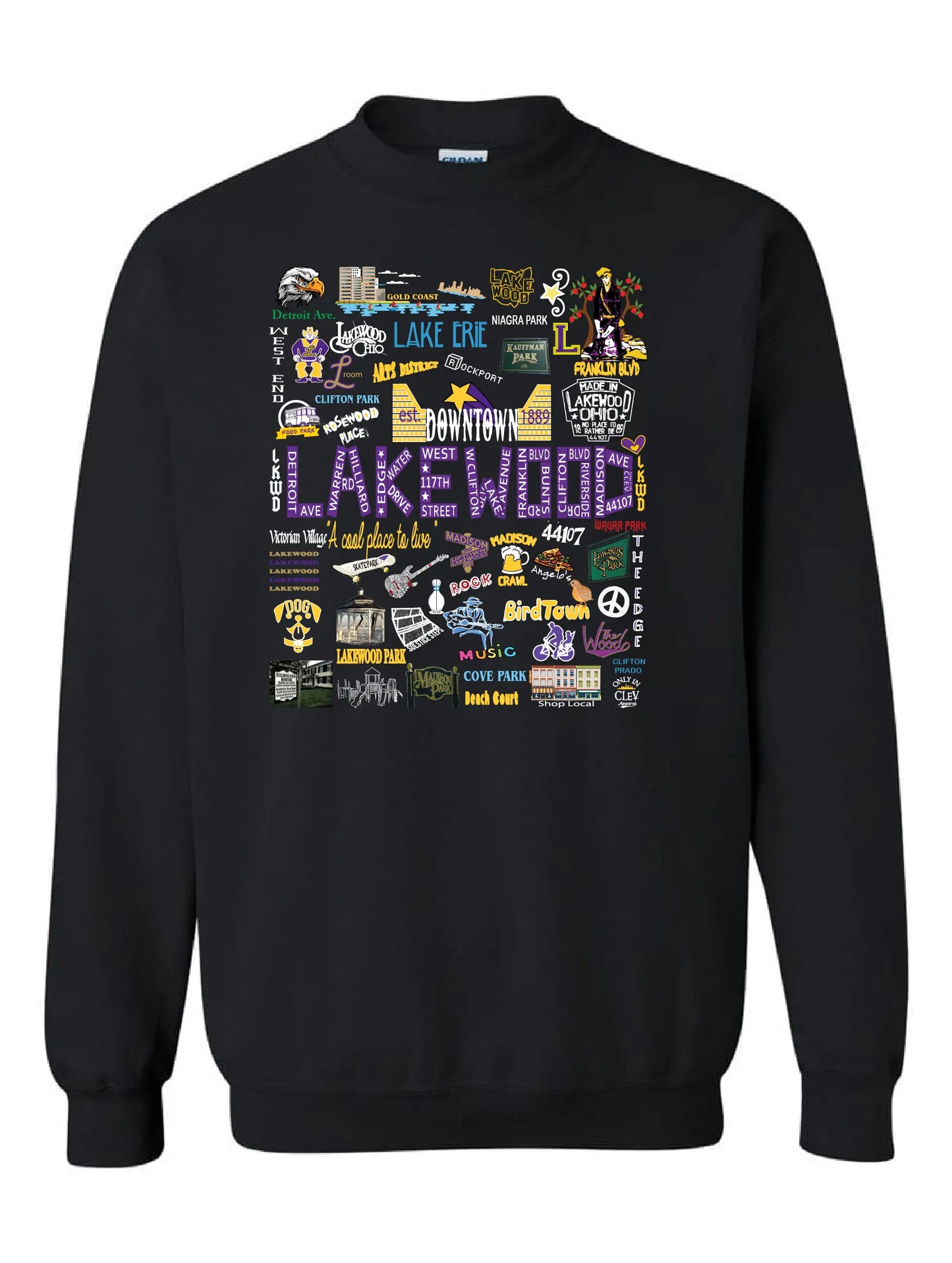 "Lakewood Collage" Design on Black - Only in Clev 