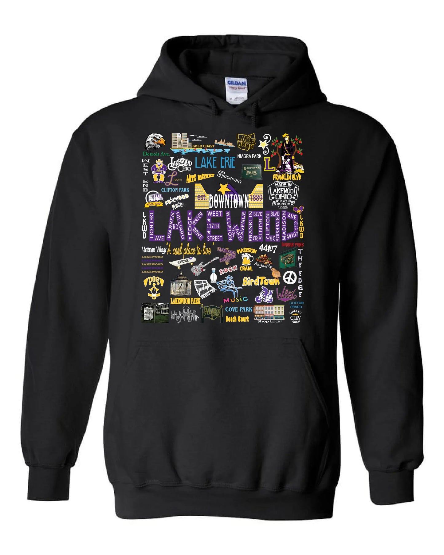 "Lakewood Collage" Design on Black - Only in Clev 