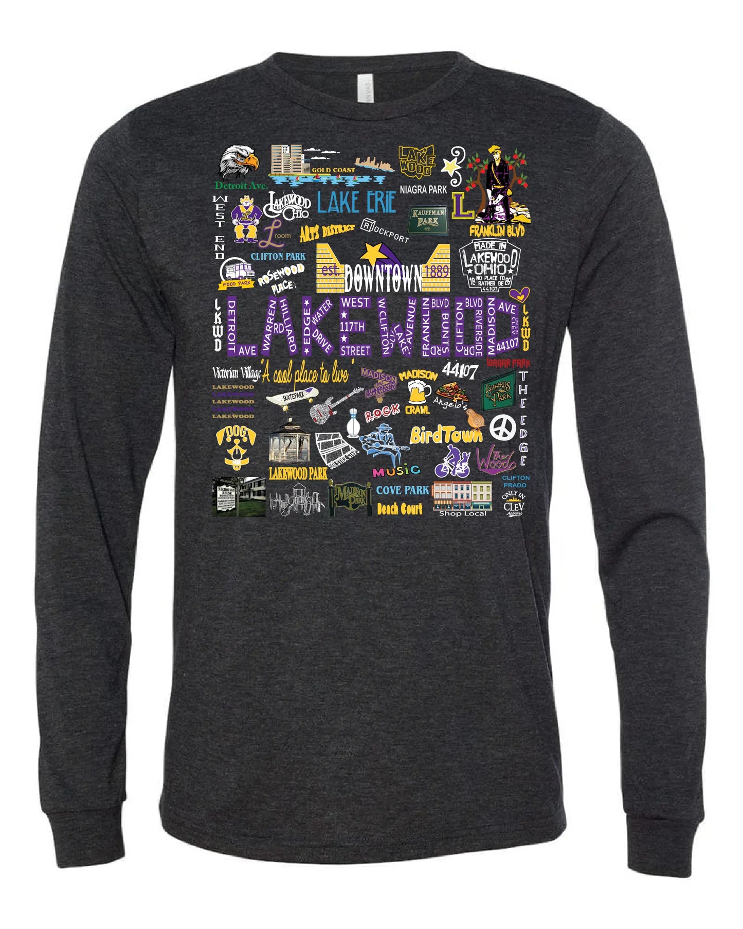 "Lakewood Collage" Design on Black - Only in Clev 