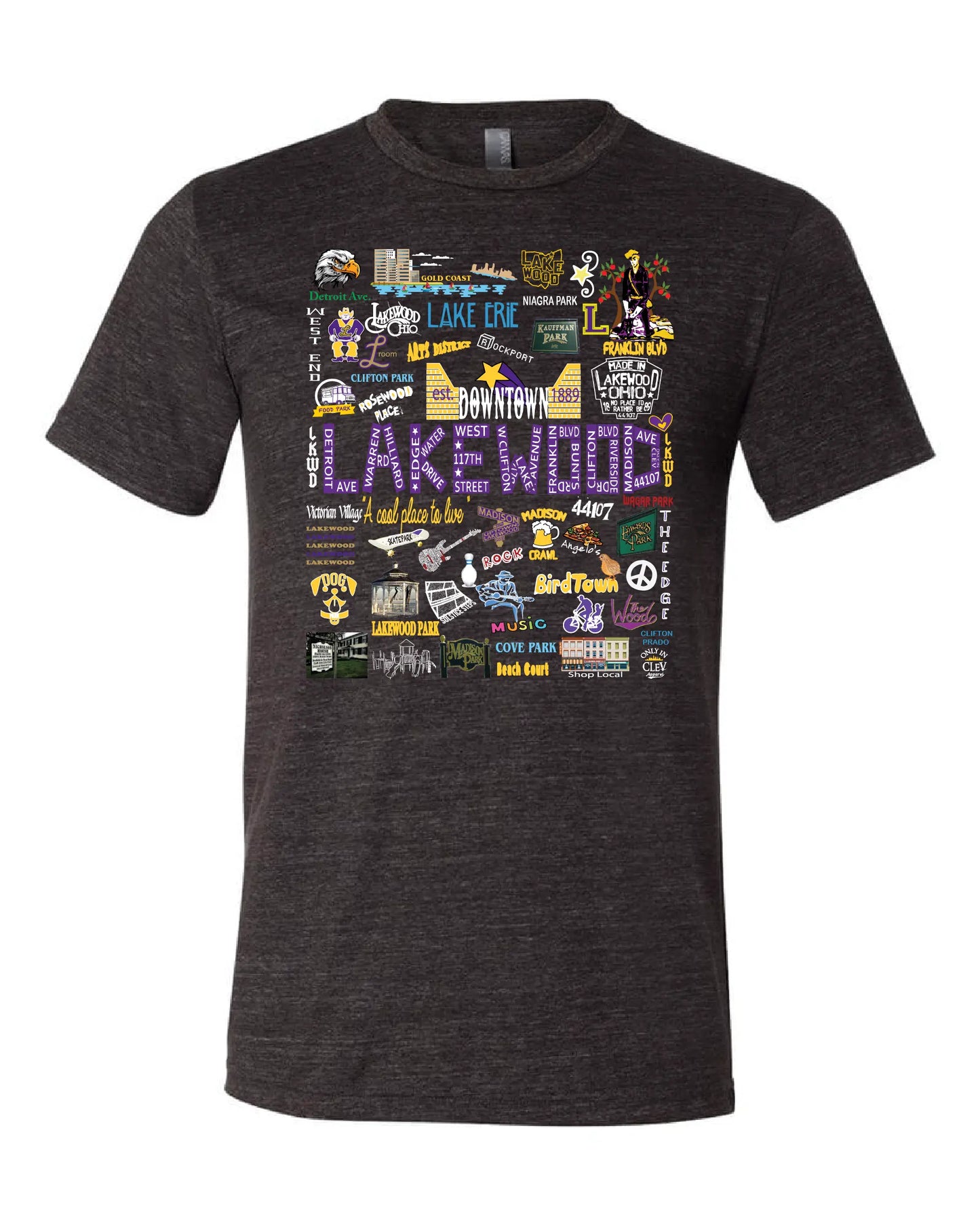 "Lakewood Collage" Design on Black - Only in Clev 