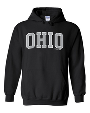 "Arched Metallic Silver Ohio" Design on Black - Only in Clev