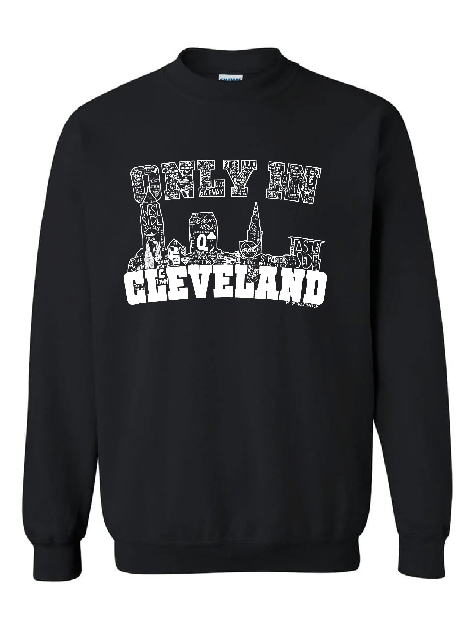 "Only in Cleveland White Design" on Black - Only in Clev