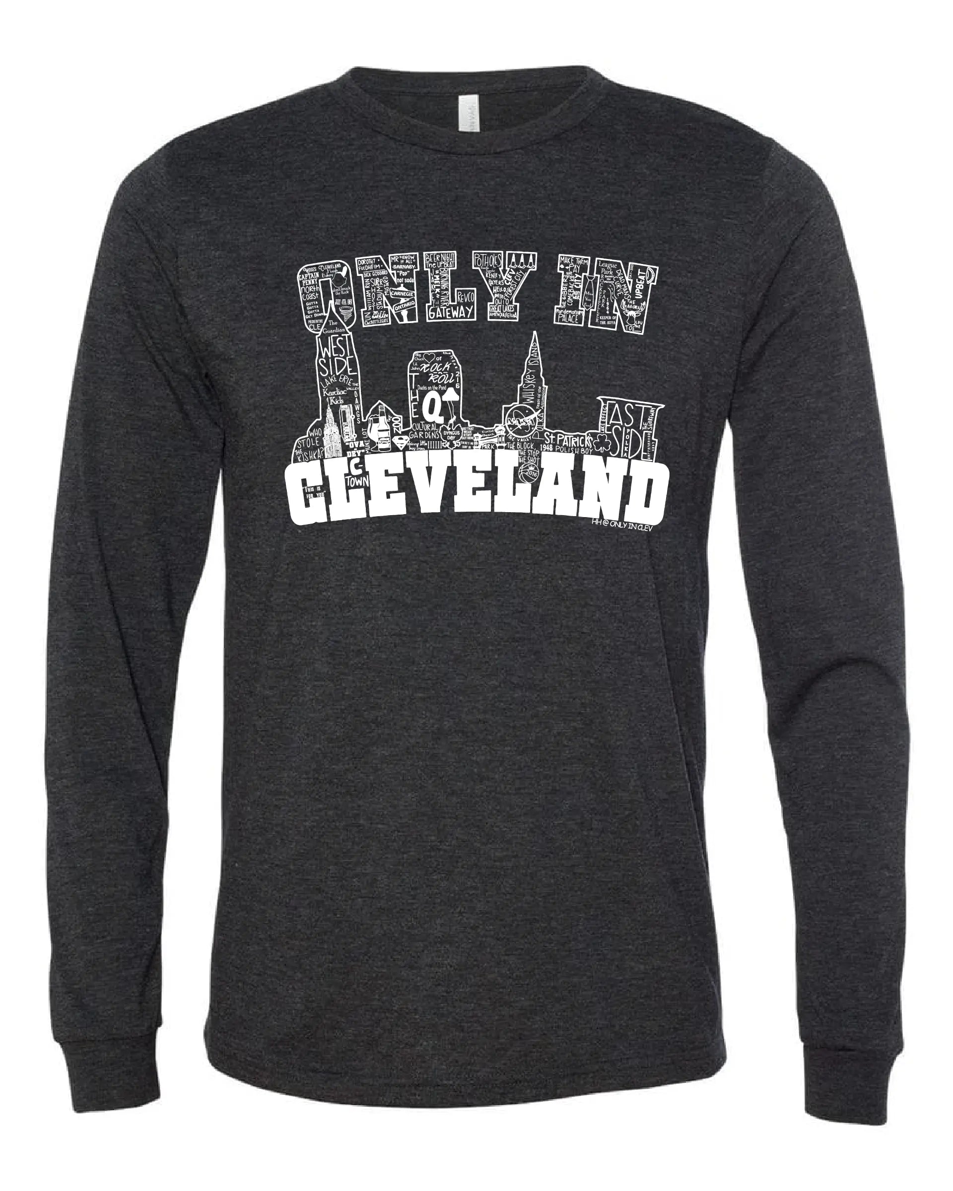 "Only in Cleveland White Design" on Black - Only in Clev