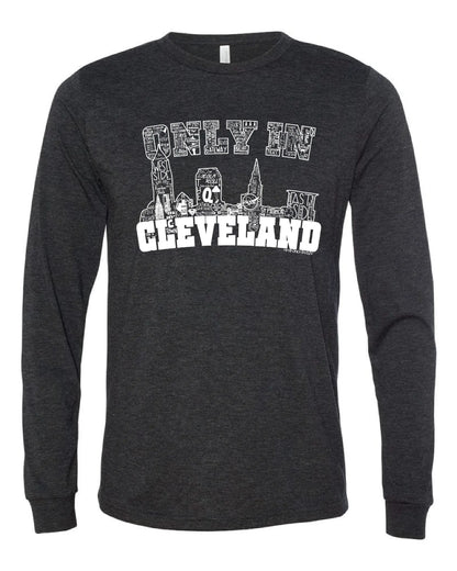 "Only in Cleveland White Design" on Black - Only in Clev