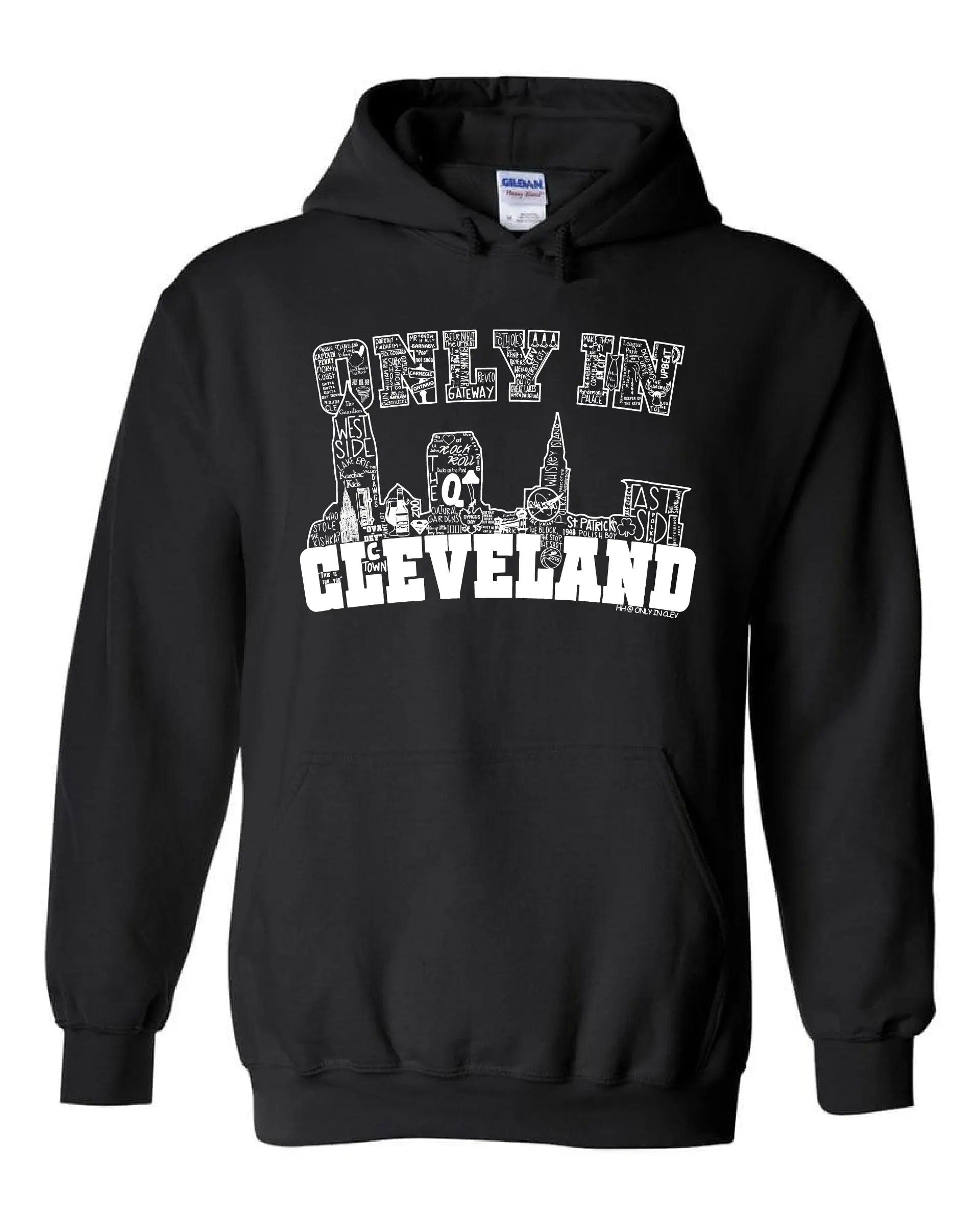 "Only in Cleveland White Design" on Black - Only in Clev