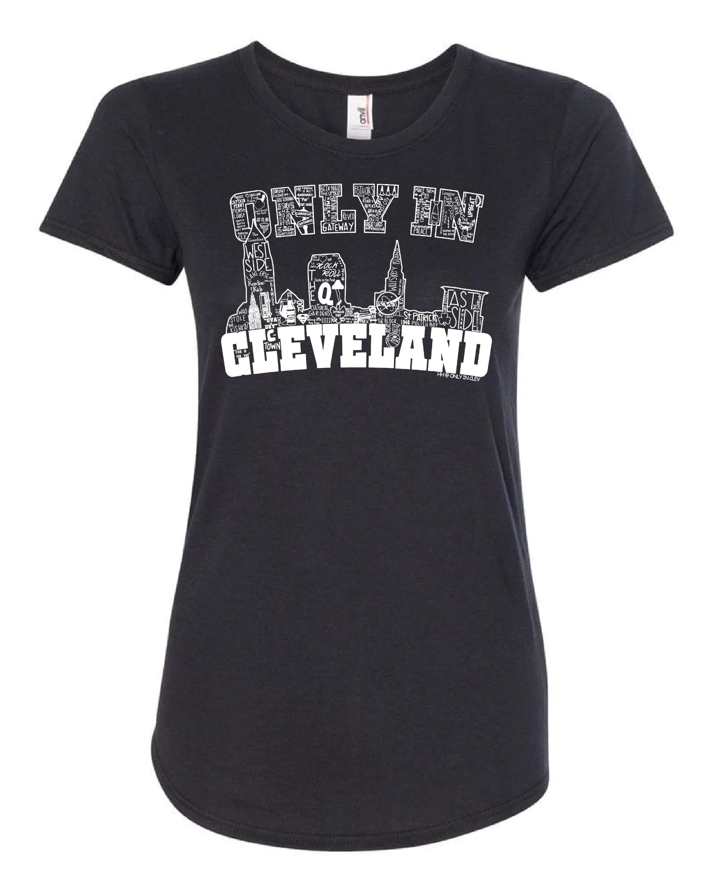"Only in Cleveland White Design" on Black - Only in Clev