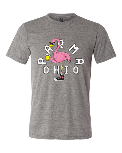 "Parma Flamingo" Design on Gray - Only in Clev