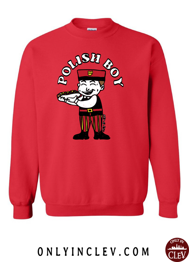 Polish Boy on Red Crewneck Sweatshirt - Only in Clev
