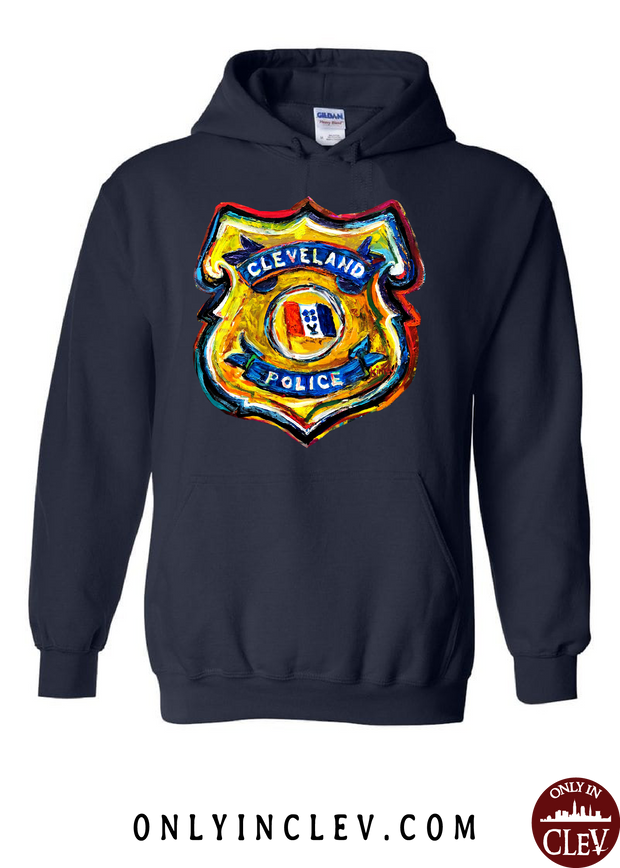 Cleveland Police Badge on Navy Hoodie - Only in Clev