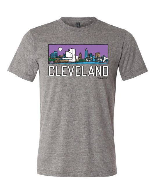 CLE Purple Skyline on Grey - Only in Clev 