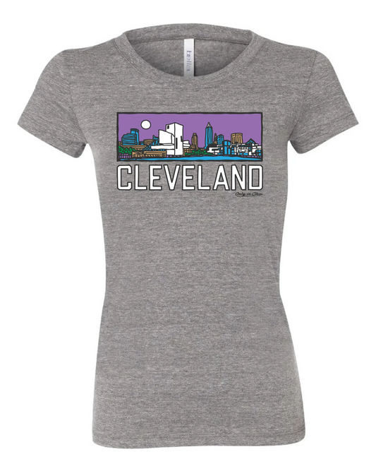 CLE Purple Skyline on Grey - Only in Clev 