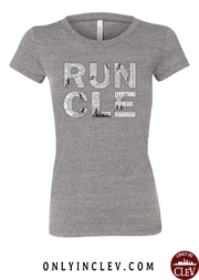 "RUN CLE" Women's on Gray - Only in Clev