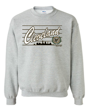 "Cleveland Script Metallic Gold" Design on Gray - Only in Clev