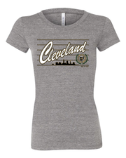 "Cleveland Script Metallic Gold" Design on Gray - Only in Clev