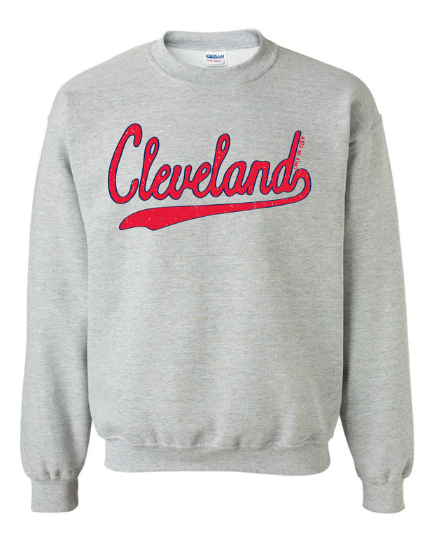 "Red Script" Cleveland Baseball Design on Gray