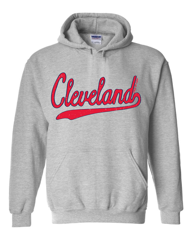 "Red Script" Cleveland Baseball Design on Gray