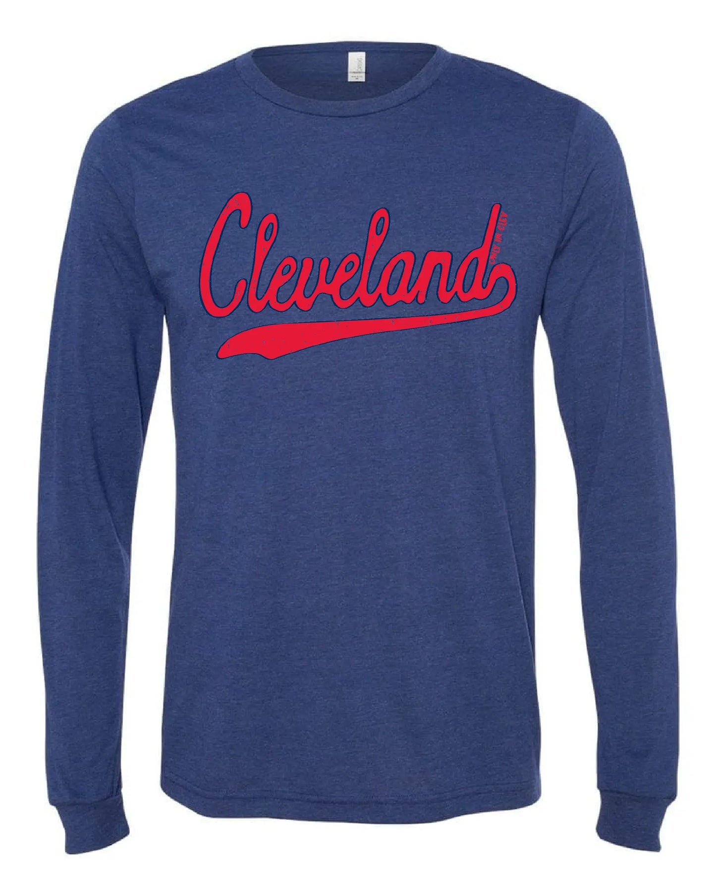 "Red Script" Cleveland Baseball Design on Navy - Only in Clev 3XL-Unisex-Long-Sleeve-T-Shirt