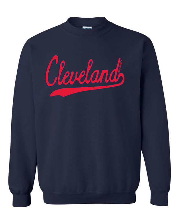 "Red Script" Cleveland Baseball Design on Navy