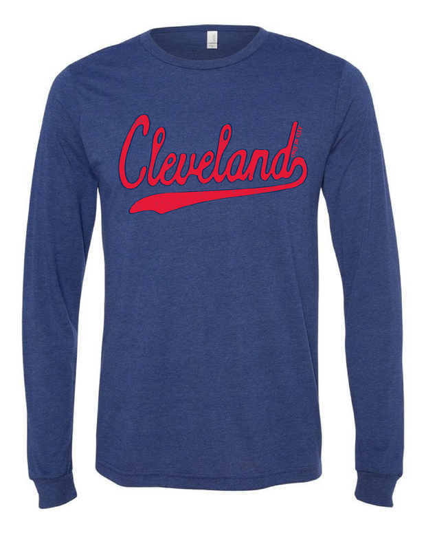 "Red Script" Cleveland Baseball Design on Navy