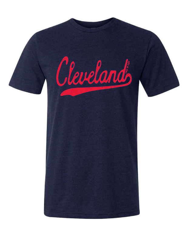 "Red Script" Cleveland Baseball Design on Navy