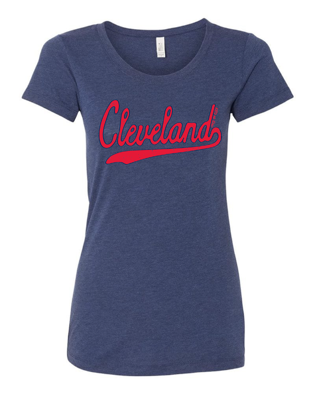 "Red Script" Cleveland Baseball Design on Navy