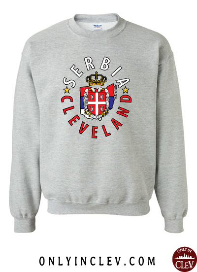 Cleveland Serbia-Nationality Tee Crewneck Sweatshirt - Only in Clev