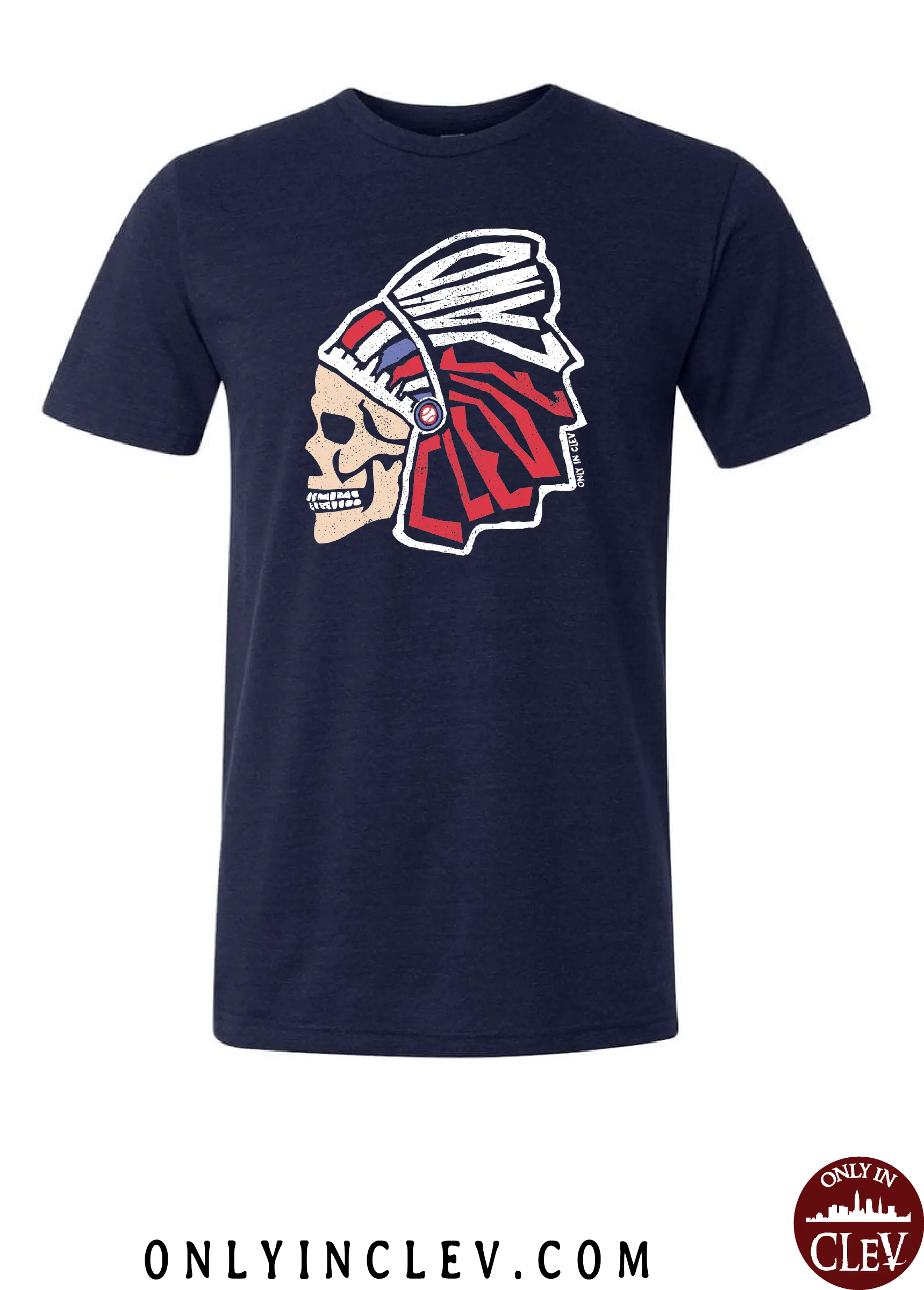 "Cleveland Skull Design" on Navy - Only in Clev