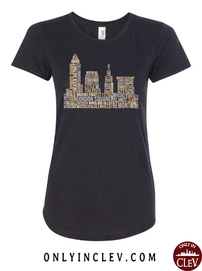 Cleveland Skyline Neighborhood  Womens T-Shirt - Only in Clev