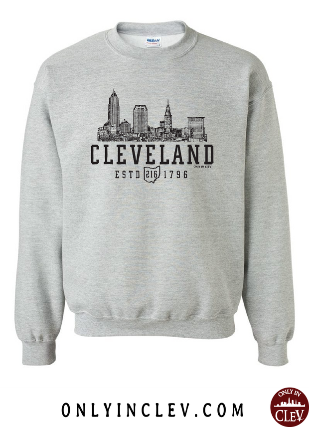 "Cleveland Skyline" on Gray - Only in Clev