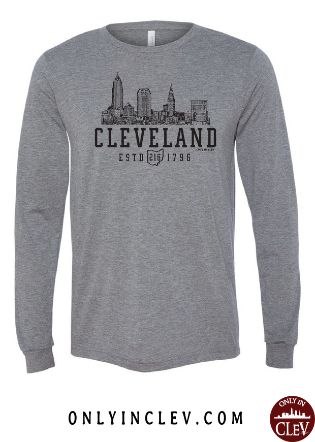 "Cleveland Skyline" on Gray - Only in Clev