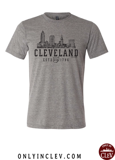 "Cleveland Skyline" on Gray - Only in Clev
