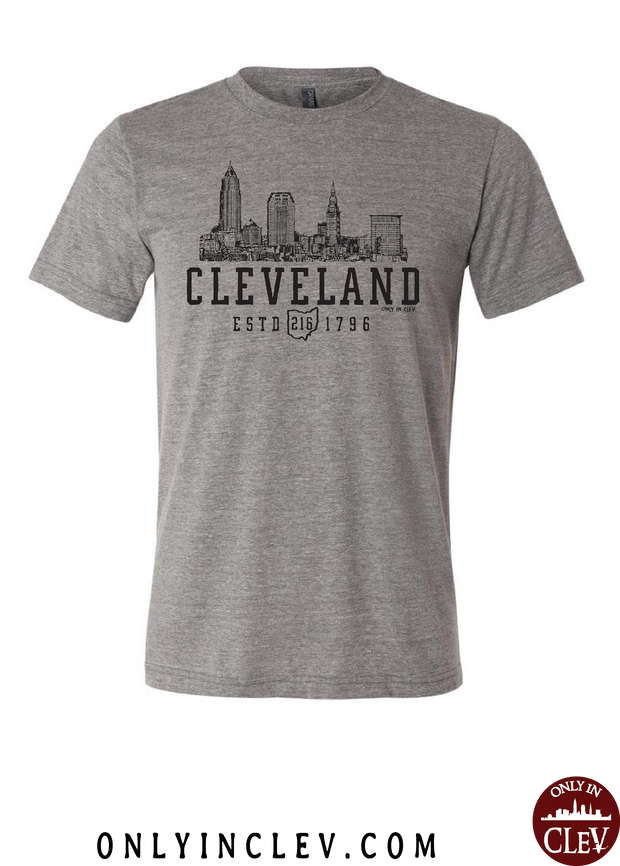 "Cleveland Skyline" on Gray - Only in Clev