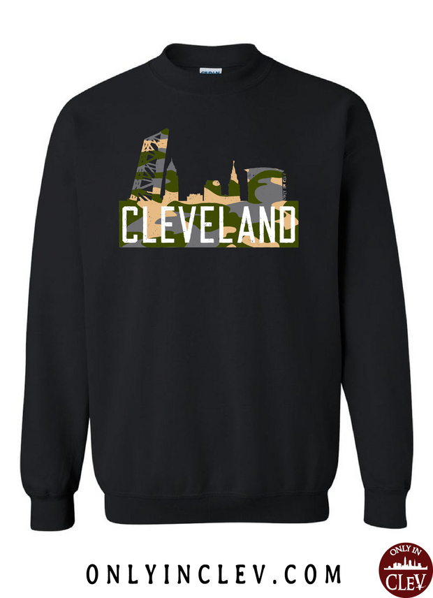Cleveland Skyline Flats Camo Crewneck Sweatshirt - Only in Clev